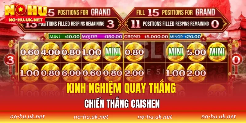 Kinh nghiệm quay thắng chiến thắng Caishen 